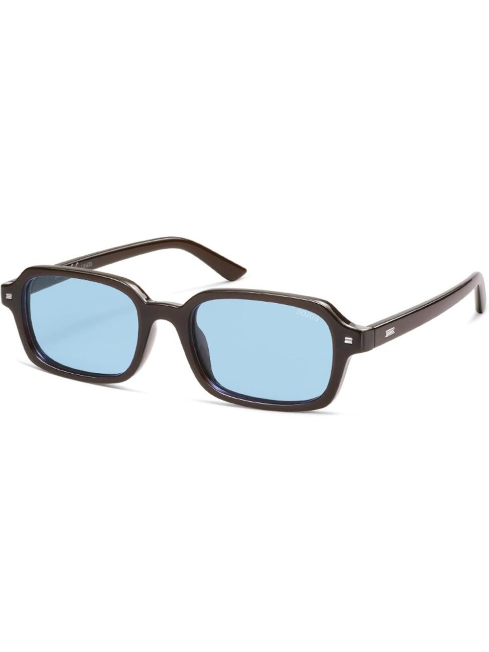 Women's Brown Blue Retro Fashion Thin Slim Trendy Rectangle Polarized Sunglasses